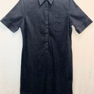 Eddie Bauer Dark Blue Denim Shirt Dress Size L Large Casual Minimalist Staple